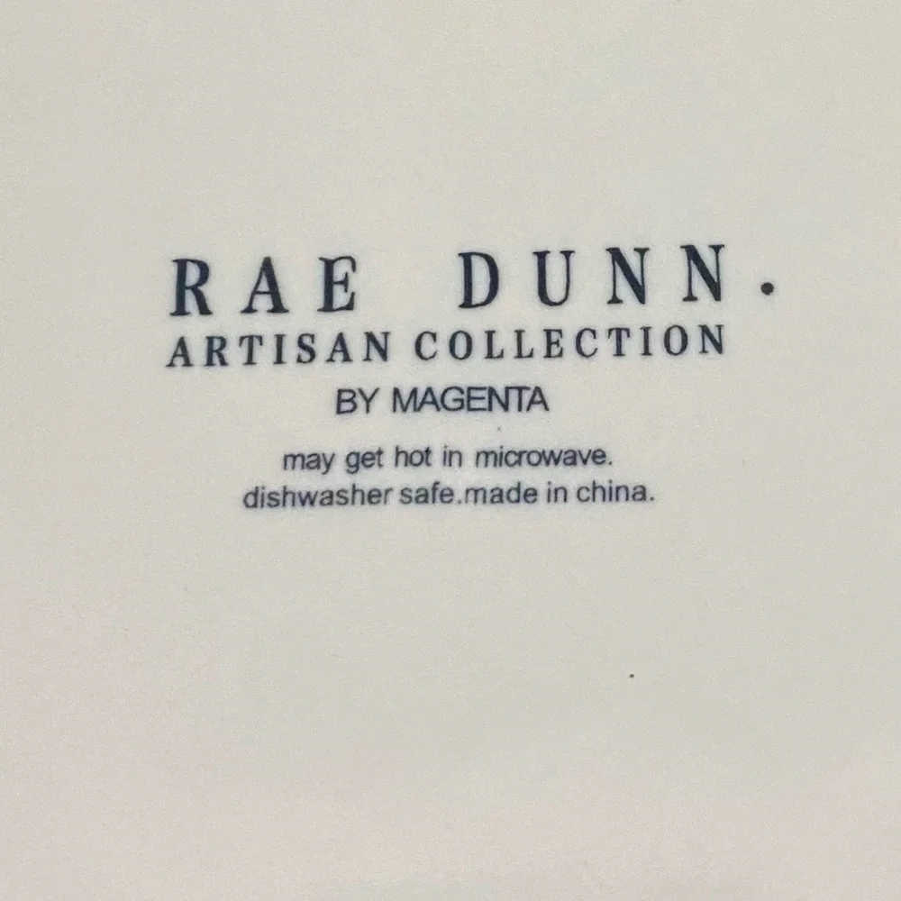 Rae Dunn Yum Pet Dish White Blue